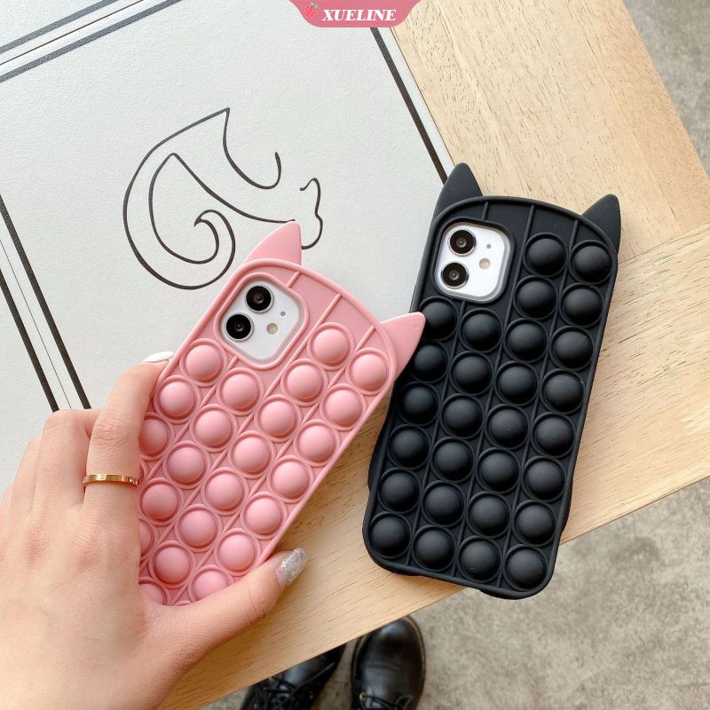 Foxmind  iPhone ​​XR ​6 plus ​7 plus ​8 plus X  xs max 11 pro max 12 pro ma 12 mini Push pop Pressure Relief Whiskers for Phone Case Creative Chess iPhone  Shockproof Protective Cover Soft Silicone Case Shell Xueling