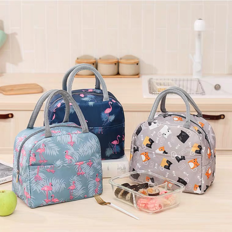 Túi giữ nhiệt đựng hộp cơm phong cách CLASSIC dành cho sinh viên dân văn phòng kèm quai xách khóa kéo