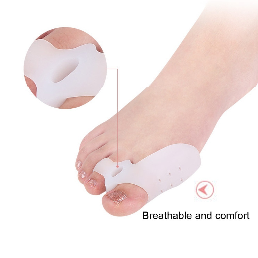 1 Cặp Dụng Cụ Tách Ngón Chân Bằng gel Silicone Hai Lỗ Bảo Vệ Ngón Tay Cái Và Điều Chỉnh bunion