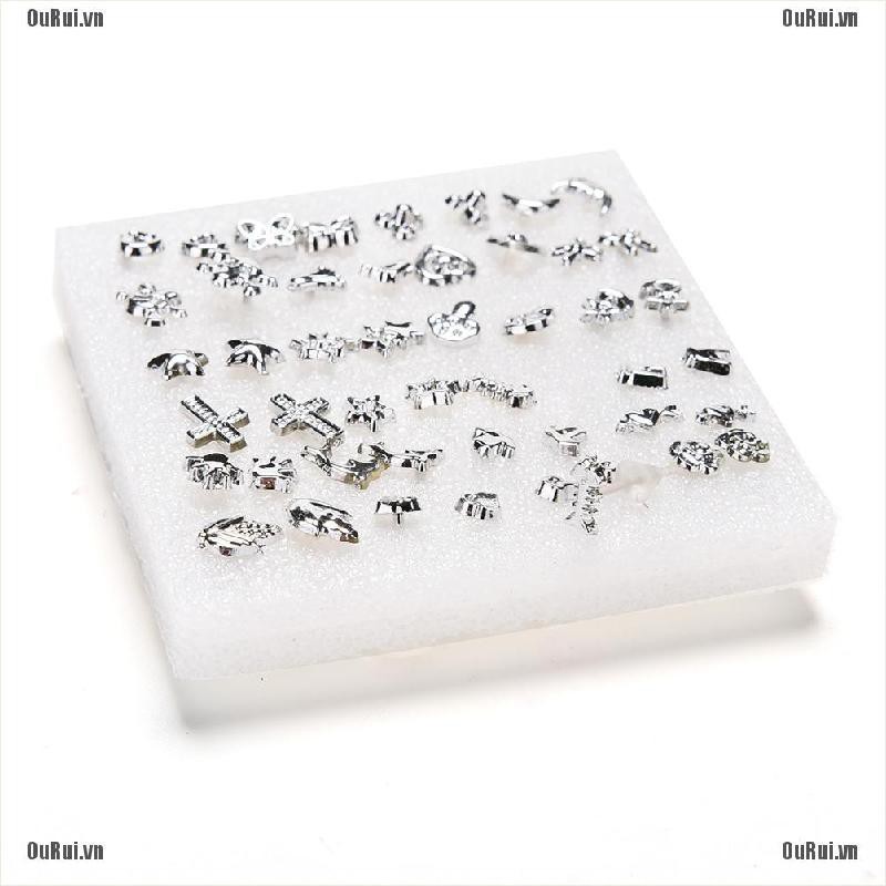 Set 24 đôi khuyên tai nhựa mạ bạc thời trang