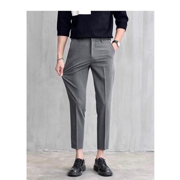 Quân âu xám tiêu LAM'S STORE,quần tây nam chất vải cotton  ống côn co giãn body