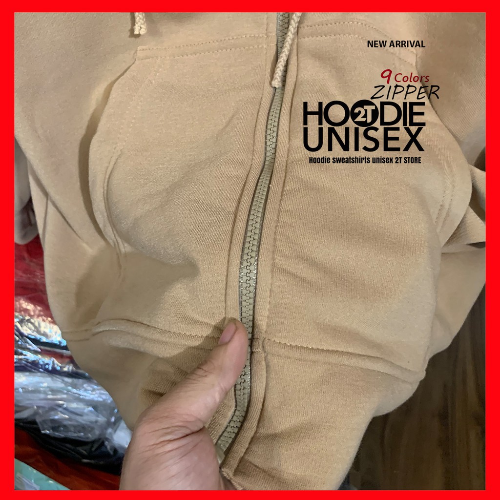 áo hoodie Áo hoodie zipper unisex 2T Store 2 gam màu kem cá tính - Áo khoác nỉ dây kéo nón 2 lớp dày dặn chất lượng đẹp