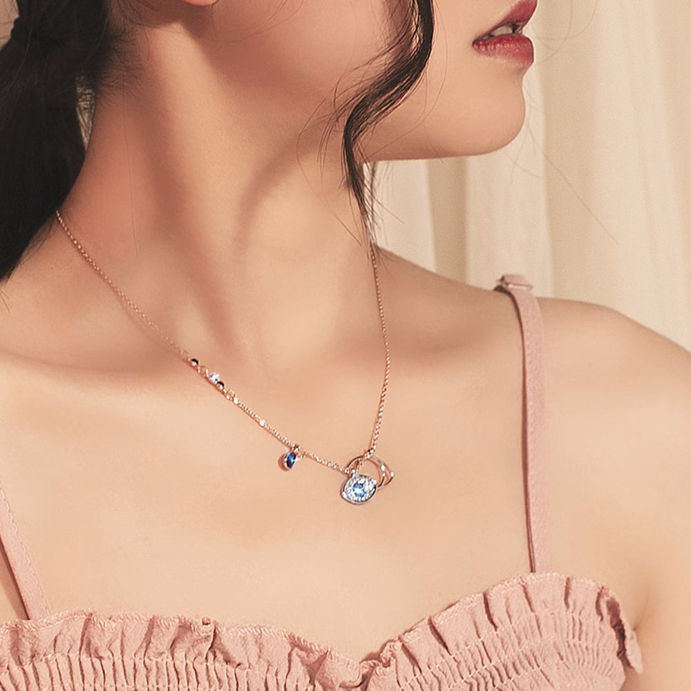 Aubrey Vòng cổ Mặt Hình Con Mắt Đính Kim Cương Giả Nhiều Màu Phong Cách Hàn Quốc Cổ Điển Cho Nữ