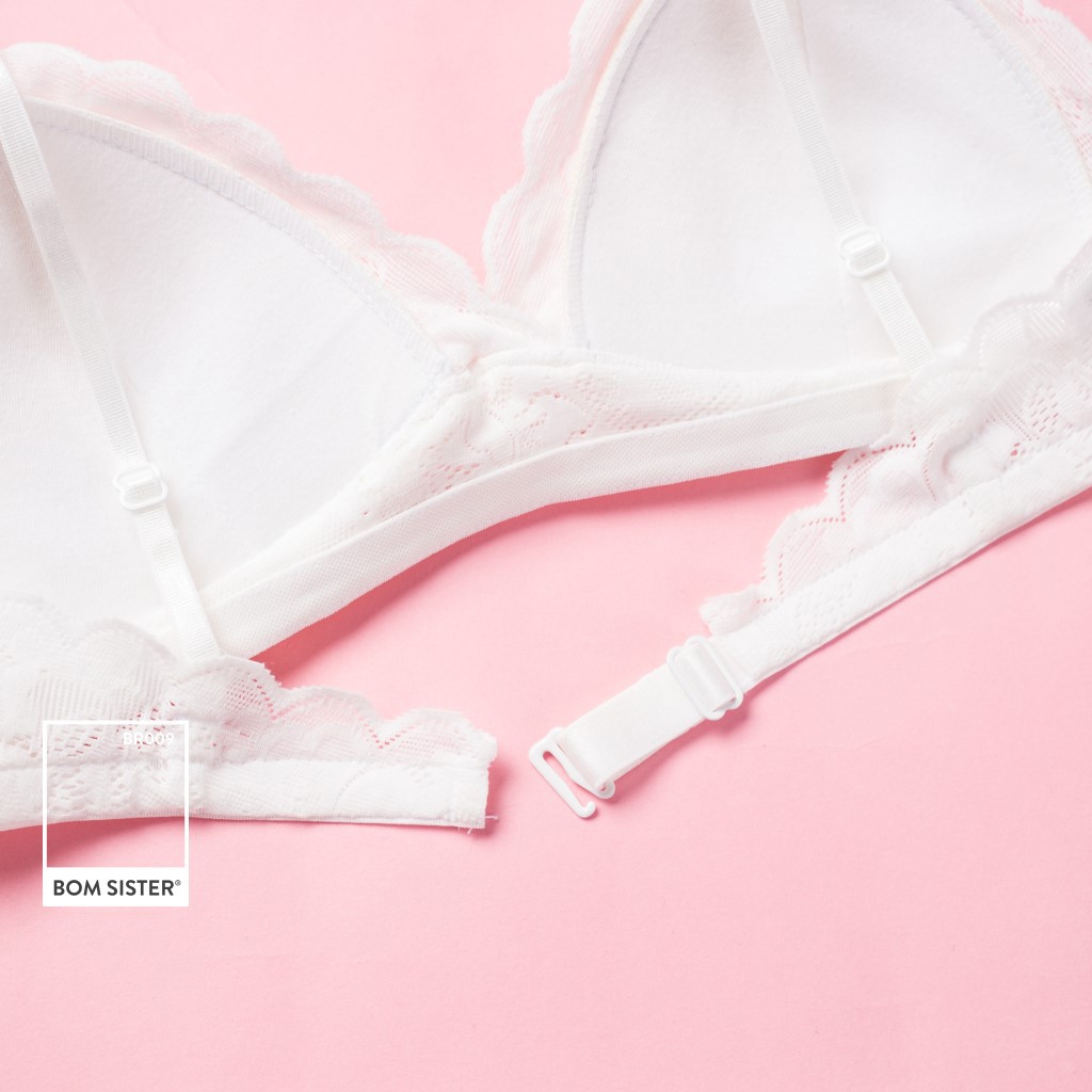 [Mã FARSBRBOM1 giảm 10% đơn 99K] Áo Lót Mút Mỏng Chất Ren Không Gọng Thoải Mái Màu Trắng BOM SISTER BR009 | BigBuy360 - bigbuy360.vn