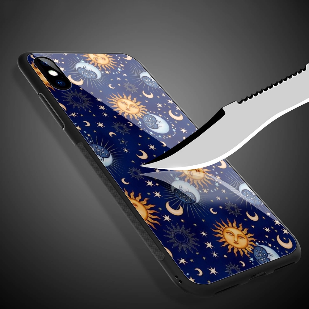 Ốp điện thoại silicon mặt kính in hình vũ trụ mặt trăng nghệ thuật 37C cho iPhone XS Max XR X 11 Pro 7 8 6 6S Plus
