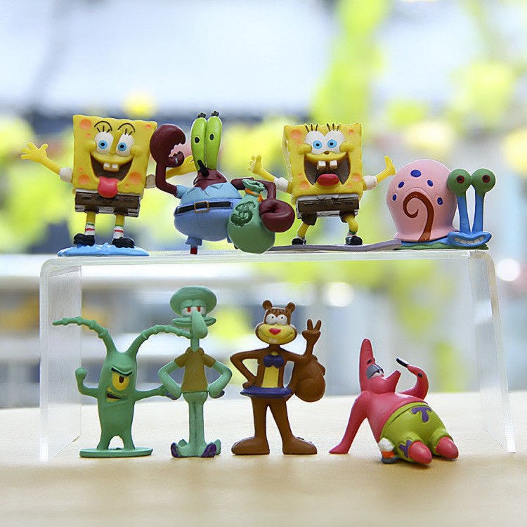 8pcs/set Mô Hình Đồ Chơi Các Nhân Vật Trong Phim Chú bọt biển tinh nghịch SpongeBob