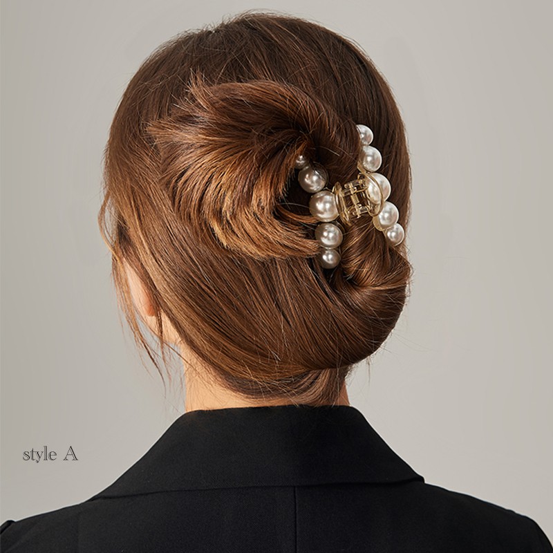 KMHO gấp tóc ins fashion Kẹp tóc càng cua đính ngọc bẹt thời trang Hàn Quốc cho nữ kẹp tóc phụ kiện tóc trang sức hàn quốc