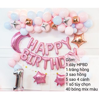 Set bong bóng TONE HỒNG trang trí sinh nhật