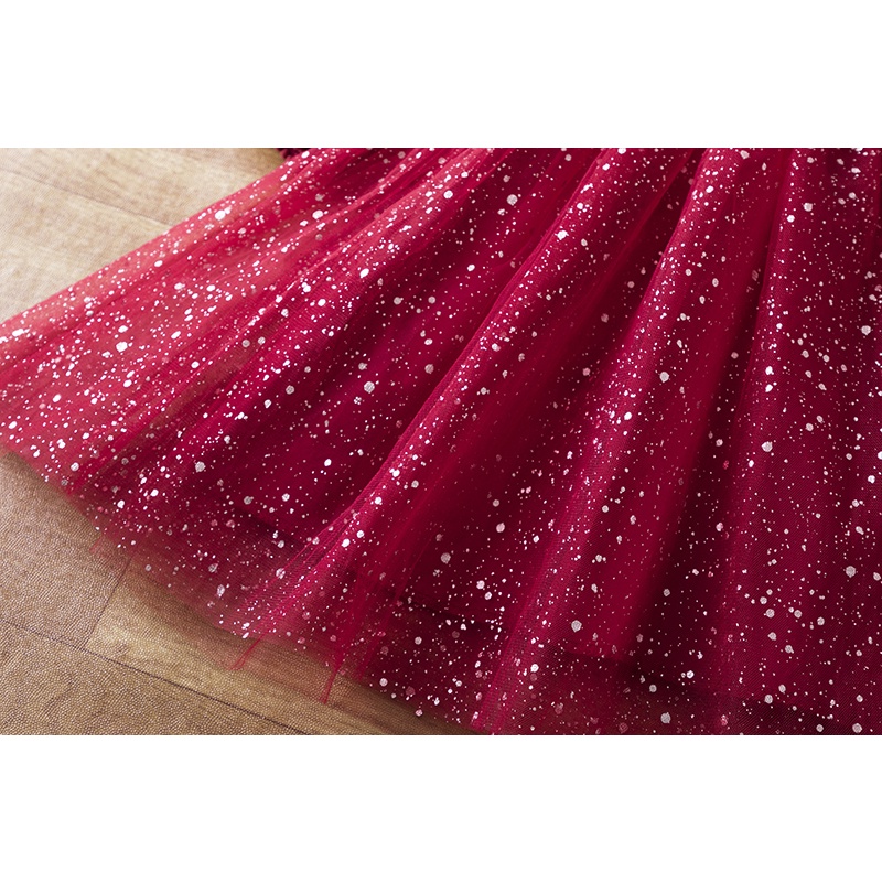 Đầm công chúa NNJXD tay dài đính kim sa có kẹp tóc thời trang xuân thu năm mới xinh xắn cho bé gái 3-8 tuổi