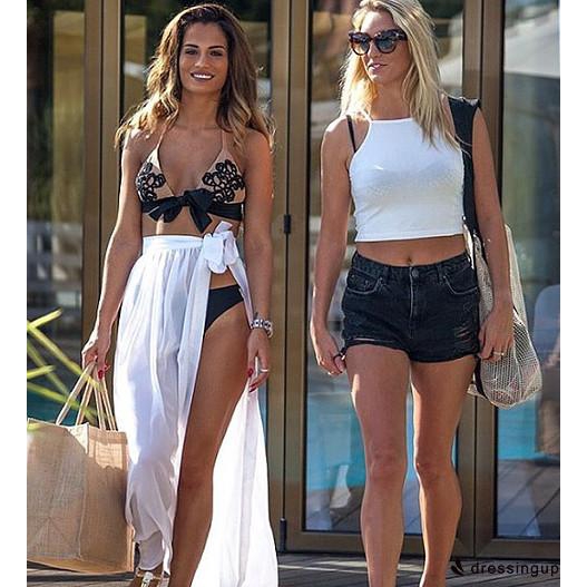 Chân váy dài vải voan khoác ngoài bikini đi biển gợi cảm cho bạn nữ
