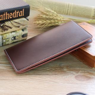 Men's leather retro long wallet women's wallet simple leather wallet thin part ticket holder multi card clutch package