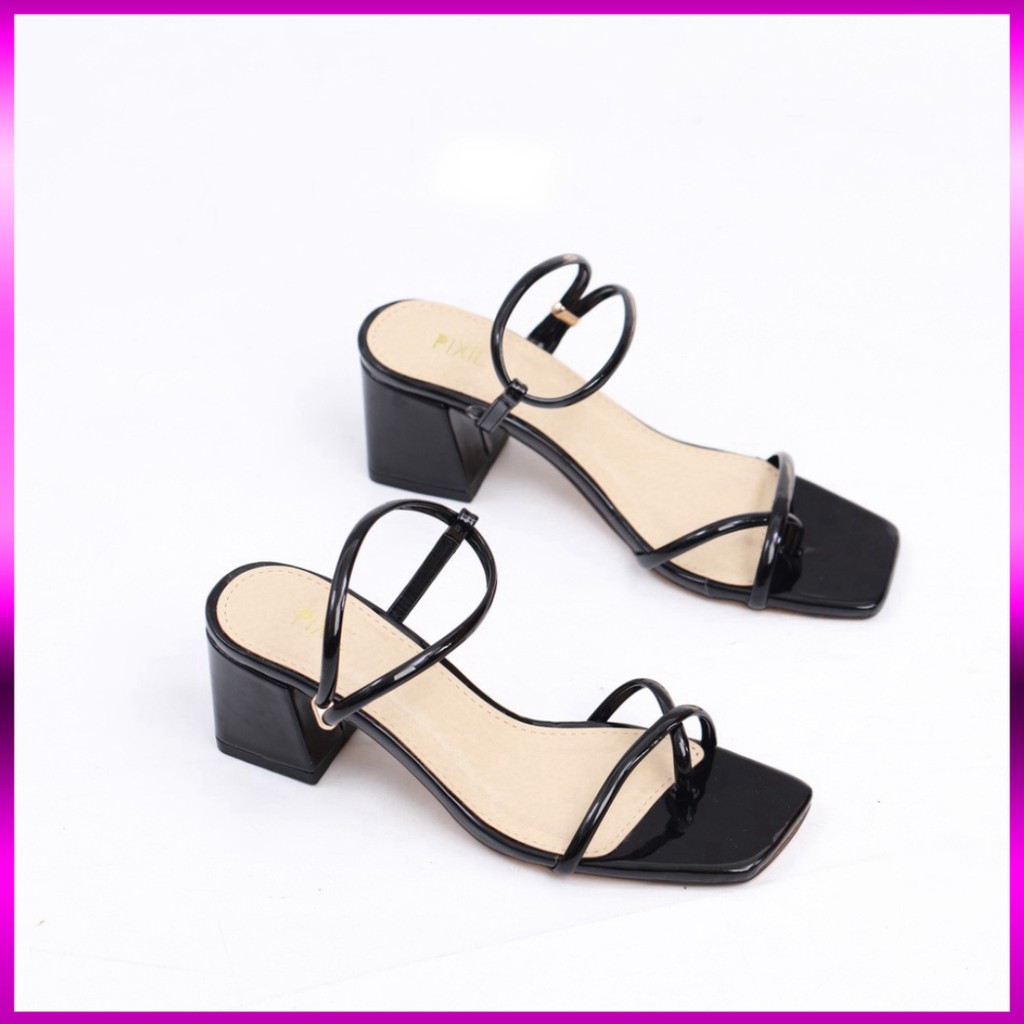 Giày Sandal Cao Gót 5cm Da Bóng Quai Mảnh Pixie X692