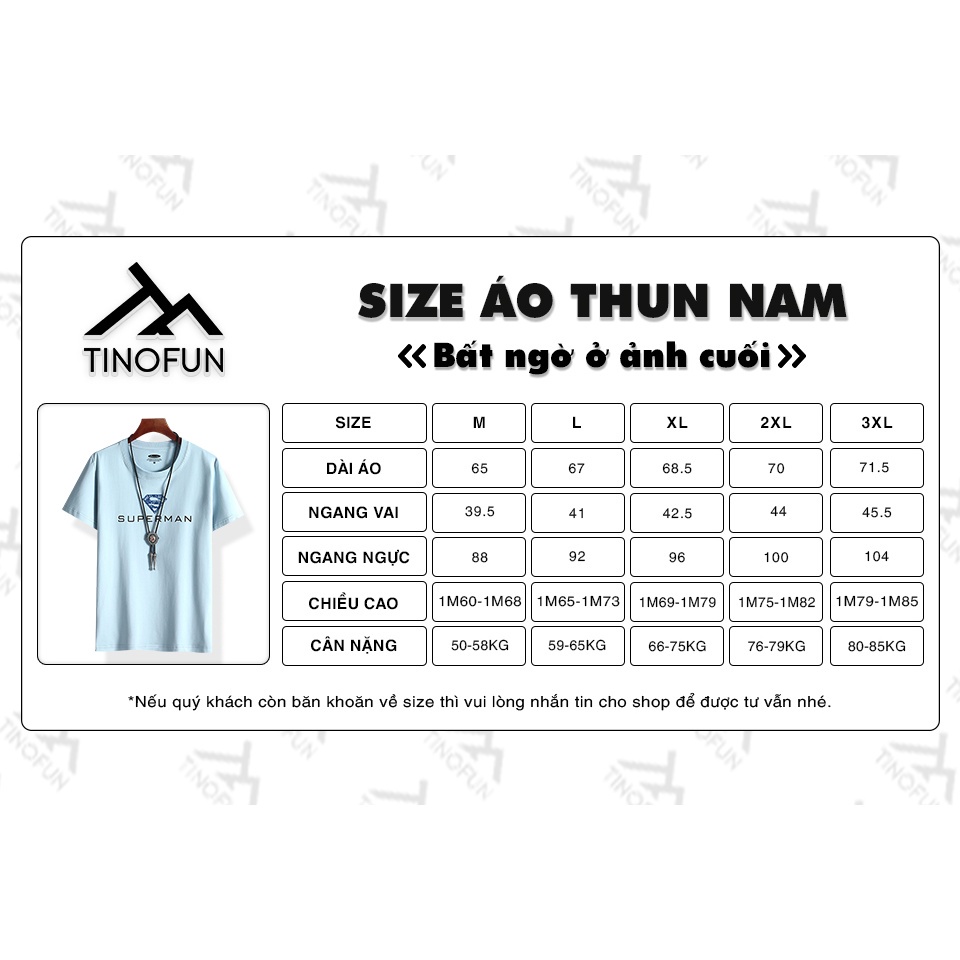 Áo thun nam TINOFUN Áo tay lỡ nam mã TT26 họa tiết Superman ngắn tay thể thao đẹp mùa hè tập gym vải cotton