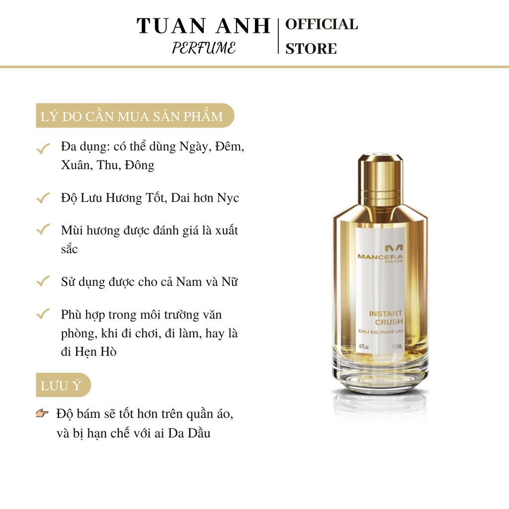 Nước hoa unisex cao cấp Mancera Instant Crush Eau De Parfum chính hãng thơm lâu giá rẻ TUAN ANH PERFUME