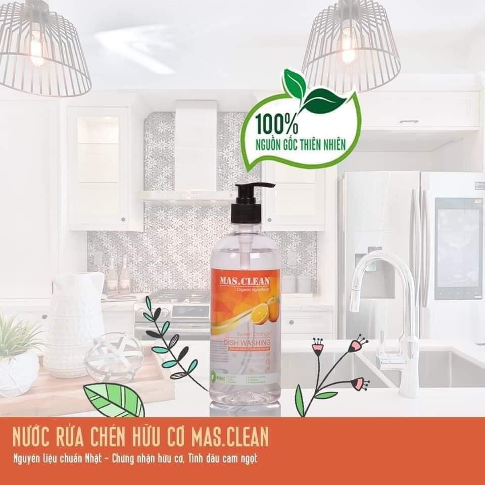 Nước rửa chén hữu cơ Masclean an toàn cho bé và gia đình chai 720ml