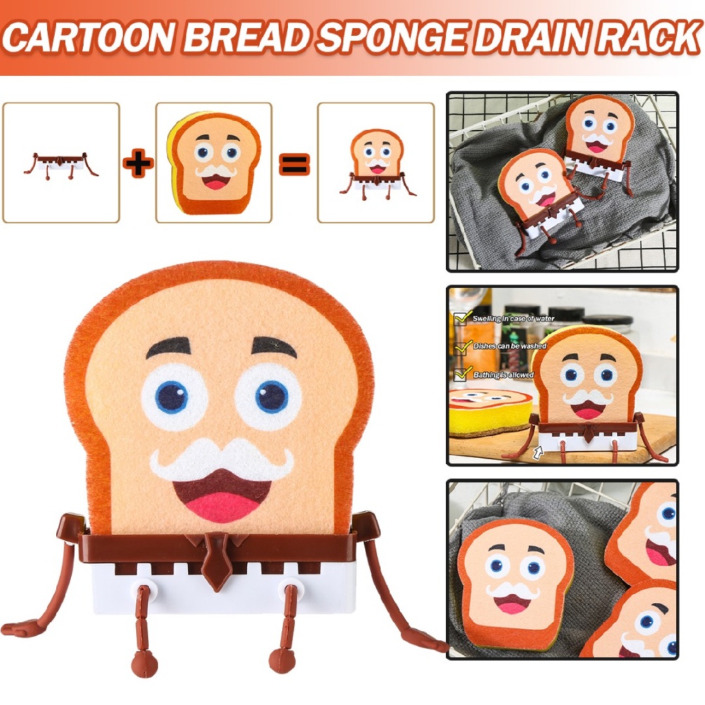 Cute Cartoon Sponge Holder Stand Kitchen Organizer Storage Drain Rack