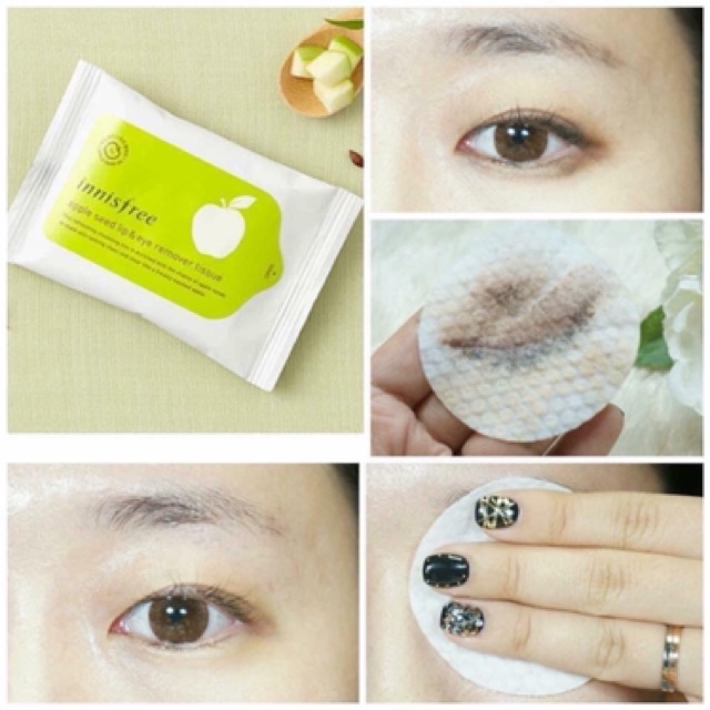 Khăn Giấy Tẩy Trang Innisfree Apple Seed Lip& Eye Makeup Remover