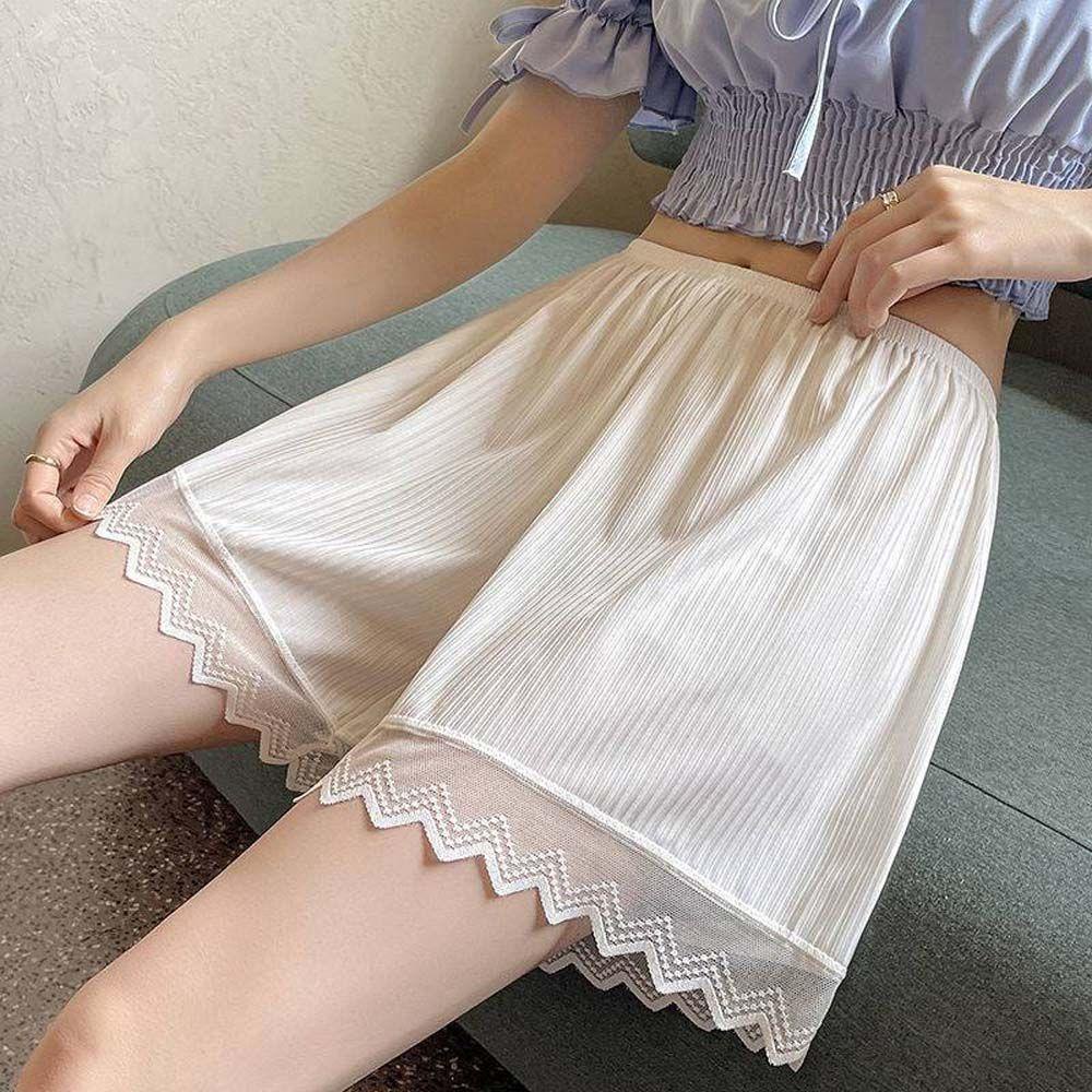 Quần Bảo Hộ An Toàn Bằng Lụa Satin Phối Ren Thời Trang Mùa Hè