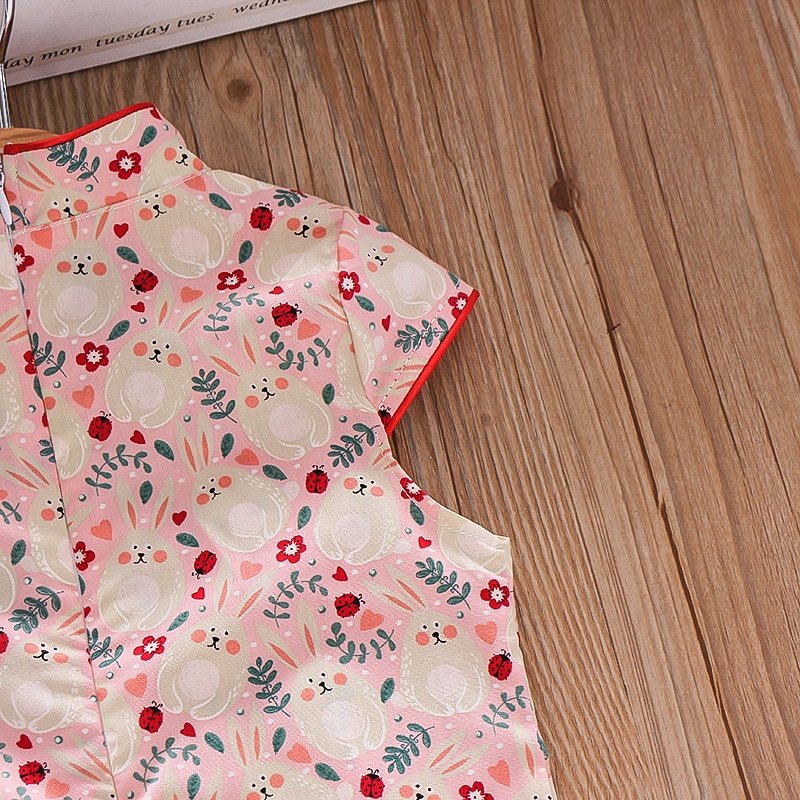 Đầm Sườn Xám In Hoa Phong Cách Trung Quốc Thời Trang Mùa Hè Mới Cho Bé Gái 9 Tháng - 3 Tuổi