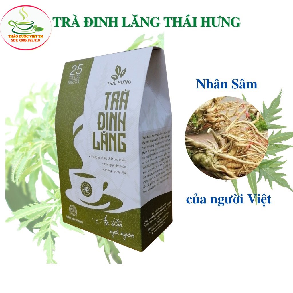 Trà Đinh Lăng Thái Hưng Giúp An Thần Ngủ Ngon Giảm Stress Rối Loạn Tiền Đình 25 Túi Lọc 125g Thảo dược việt TN