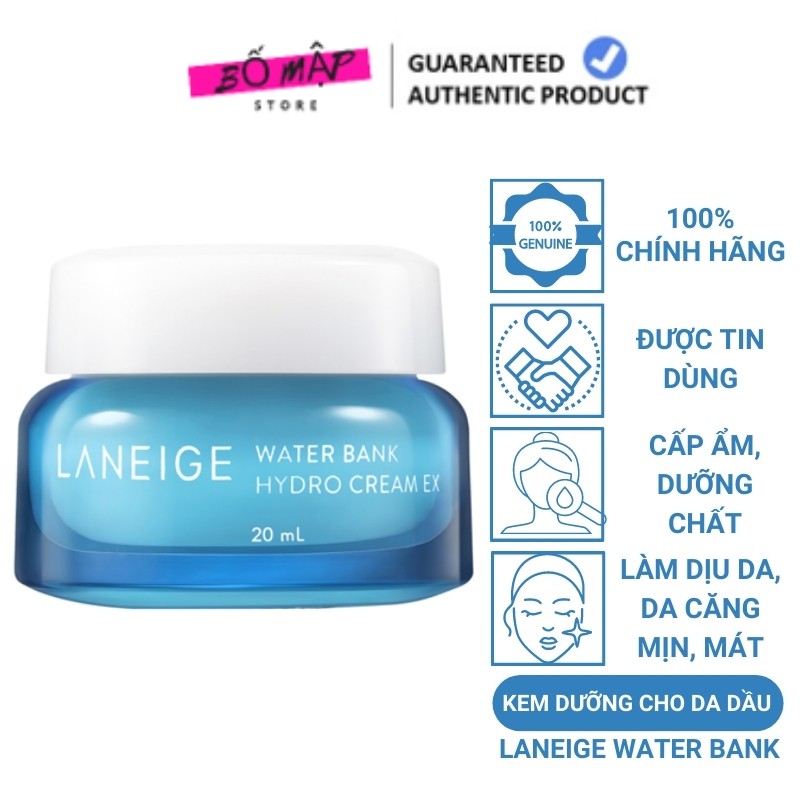 [SALE] [CAM KẾT 100% CHÍNH HÃNG] Kem Dưỡng Ẩm Cấp Nước Laneige Water Bank Hydro Cream EX Mini