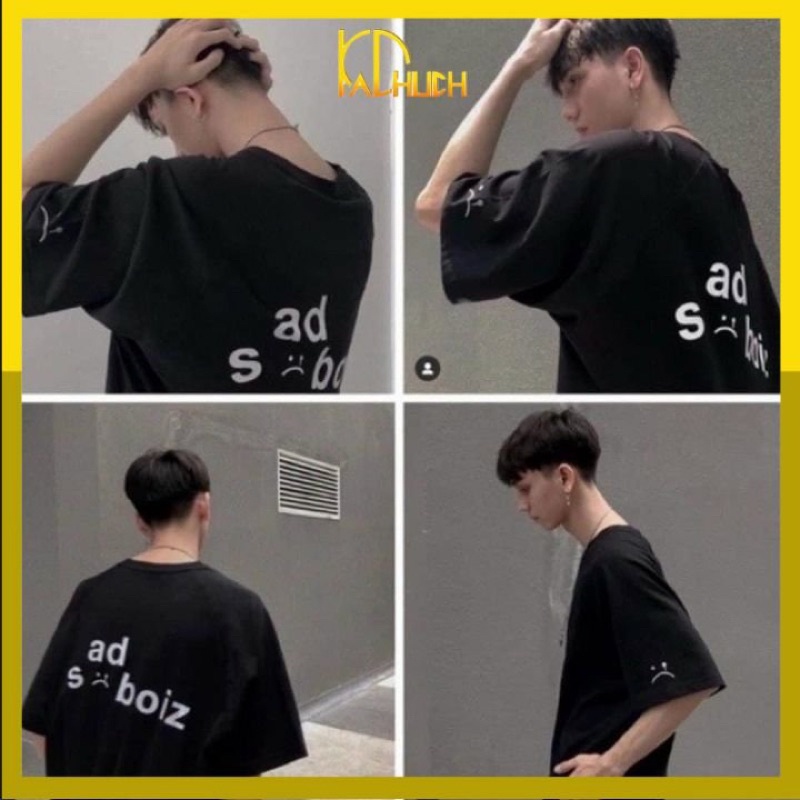 Áo phông tay lỡ unisex in sadboiz vải thun cotton 35/65 hàng bao đẹp