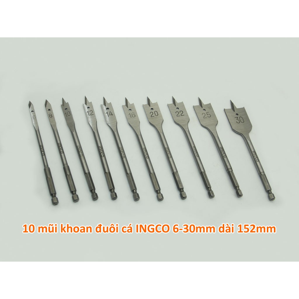 Mũi khoan đuôi cá  Ingco chuyên khoét lỗ gỗ dài 152mm