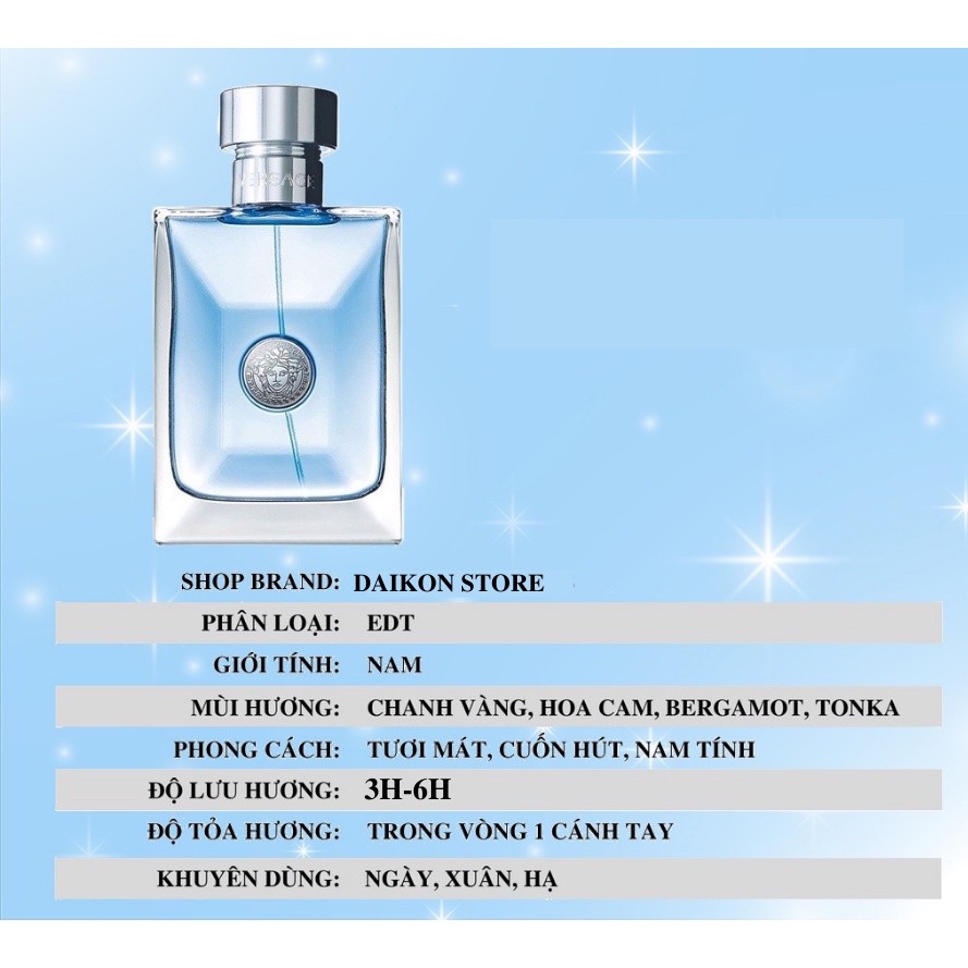 Nước hoa nam  Ver.sace Pour Homme 100ml lưu hương lâu hương gỗ nồng nàn mạnh mẽ lịch lãm