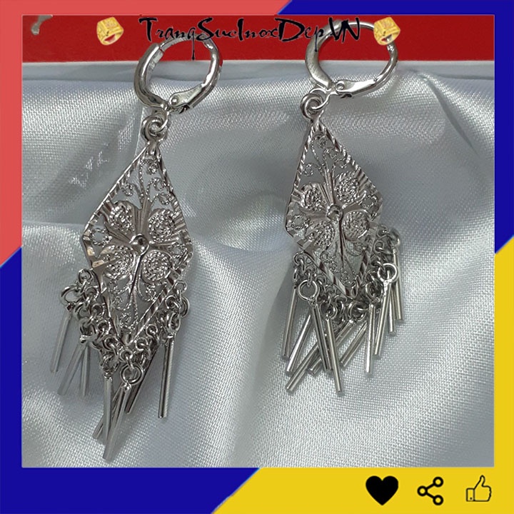 Bông tai nữ hình thoi tòn ten sáng đẹp phong cách Hàn Quốc xinh xắn, quyến rũ, dễ phối đồ