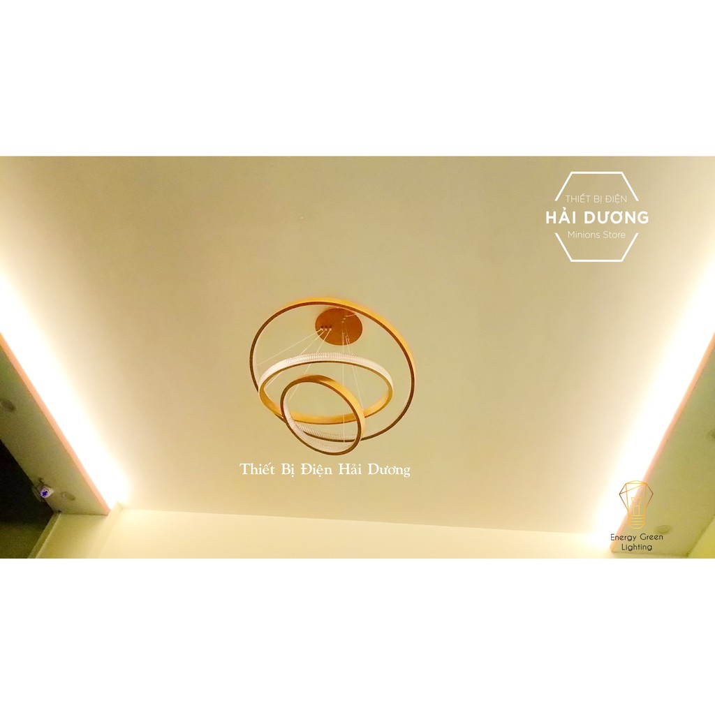 Đèn Thả Trần 3 Vòng Pha Lê Thân Vàng TBD835 - 3 Chế Độ Ánh Sáng - Tăng Giảm Ánh Sáng - Có Điều Khiển Từ Xa