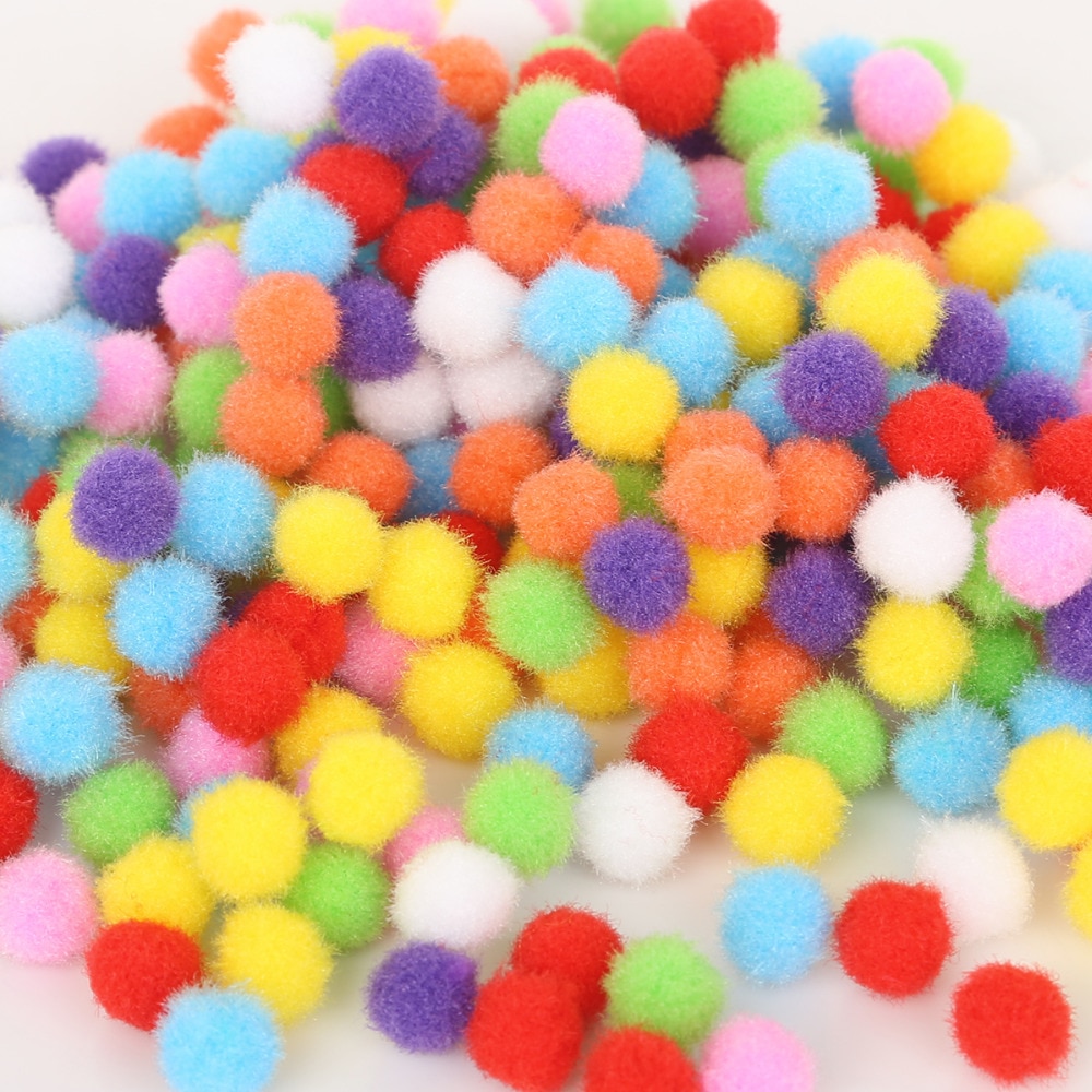 Set 100-500 bóng lông tròn mềm mại nhiều màu sắc cho bé làm đồ thủ công