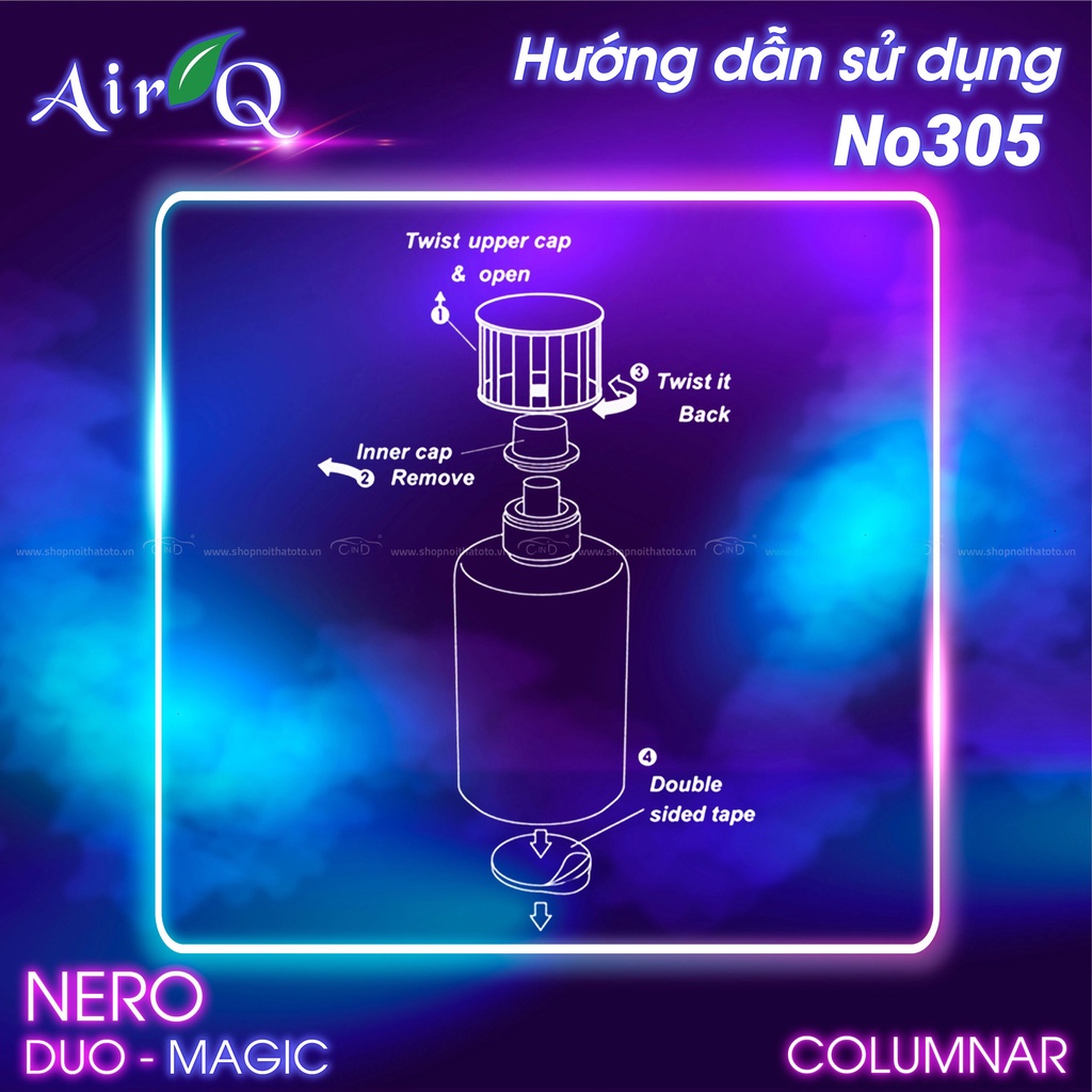 Nước hoa ô tô AIR-Q NERO DUO-MAGIC COLUMNAR NO305-2 Sakura 160ml