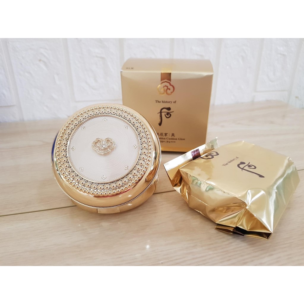 SET PHẤN NƯỚC WHOO LUXURY GOLDEN CUSHION GLOW SPF50+/PA+++ – NO.21