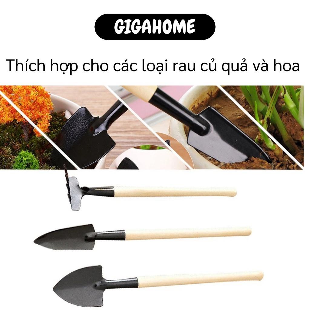 Dụng Cụ Làm Vườn GIGAHOME Bộ 3 Cuộc, Xẻng, Cào Đất Mini Trồng Cây Cảnh, Trồng Rau 4221