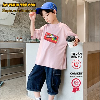 Quần Áo Trẻ Em Áo Thun Ngắn Tay Cho Bé Hình Kẹo Ngọt Skittles Ngộ Nghĩnh 100% Cotton