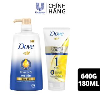 Combo Dầu gội Dove Phục Hồi Hư Tổn 880g & Kem Xả Dove Phục Hồi Hư Tổn 1 Phút Siêu Dưỡng 180ml