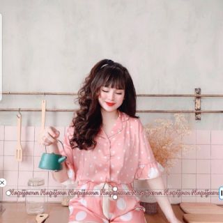 Đồ ngủ pijama lụa cao cấp chấm bi