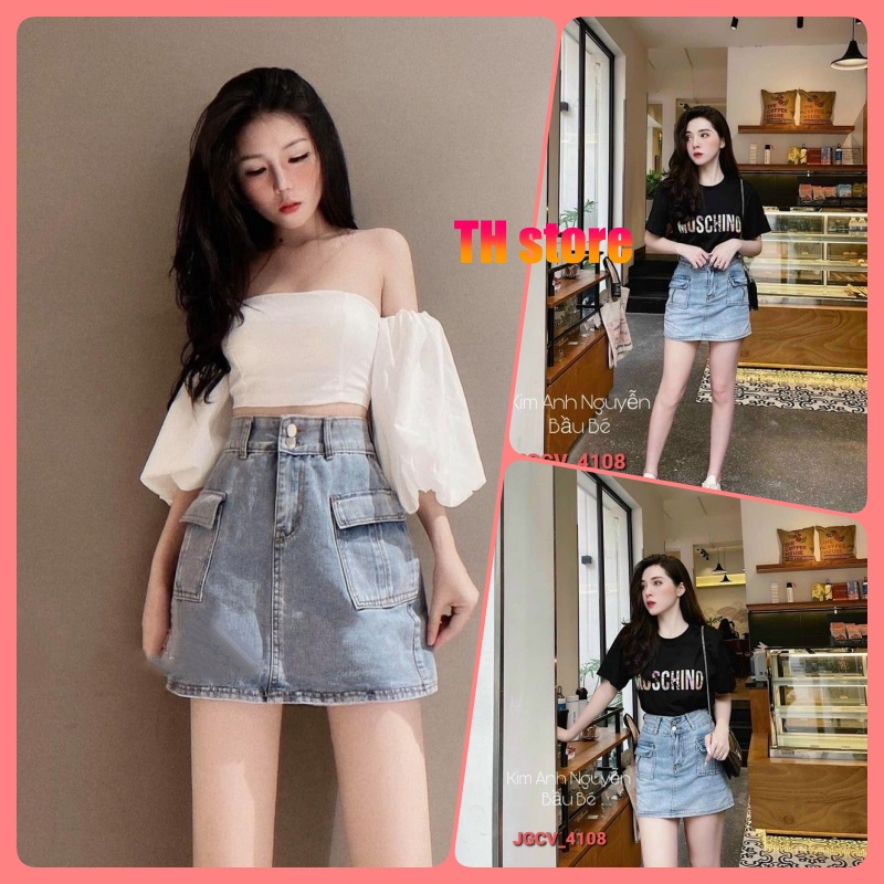  Chân Váy Jeans xòe chữ A hàng cao cấp