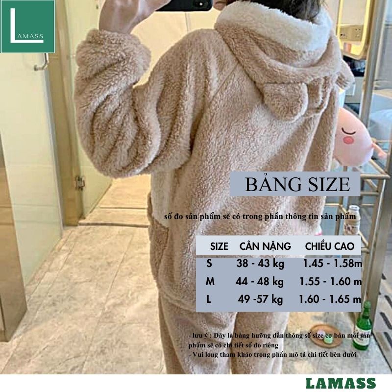 Bộ Lông chuột bàn tay mặc nhà nữ siêu xinh kute dễ thương , bộ ngủ lông cừu hàn quốc xịn xò - LAMASS