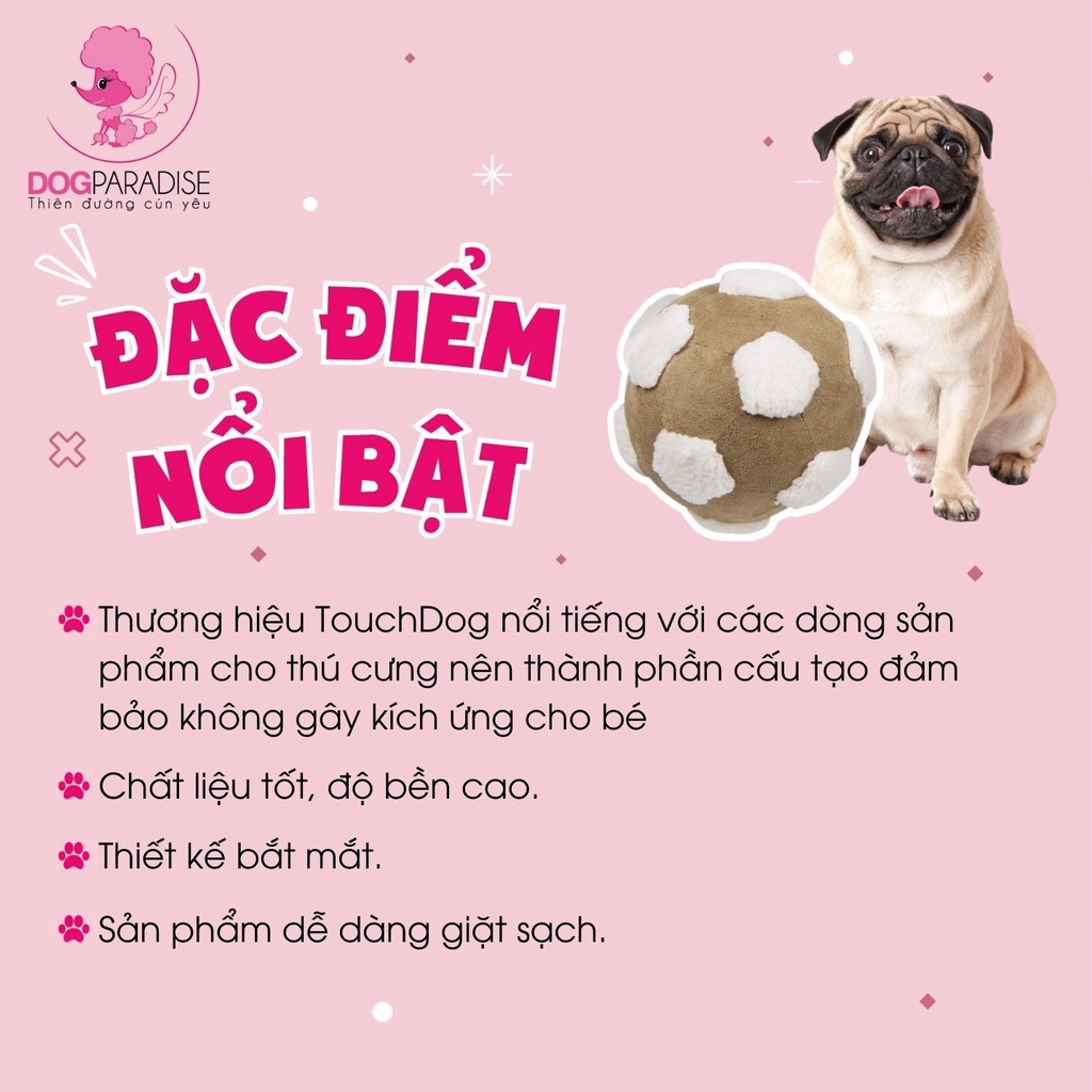 Đồ chơi giảm stress cho chó Touchdog hình trái banh ngộ nghĩnh màu nâu và kem - Dog Paradise