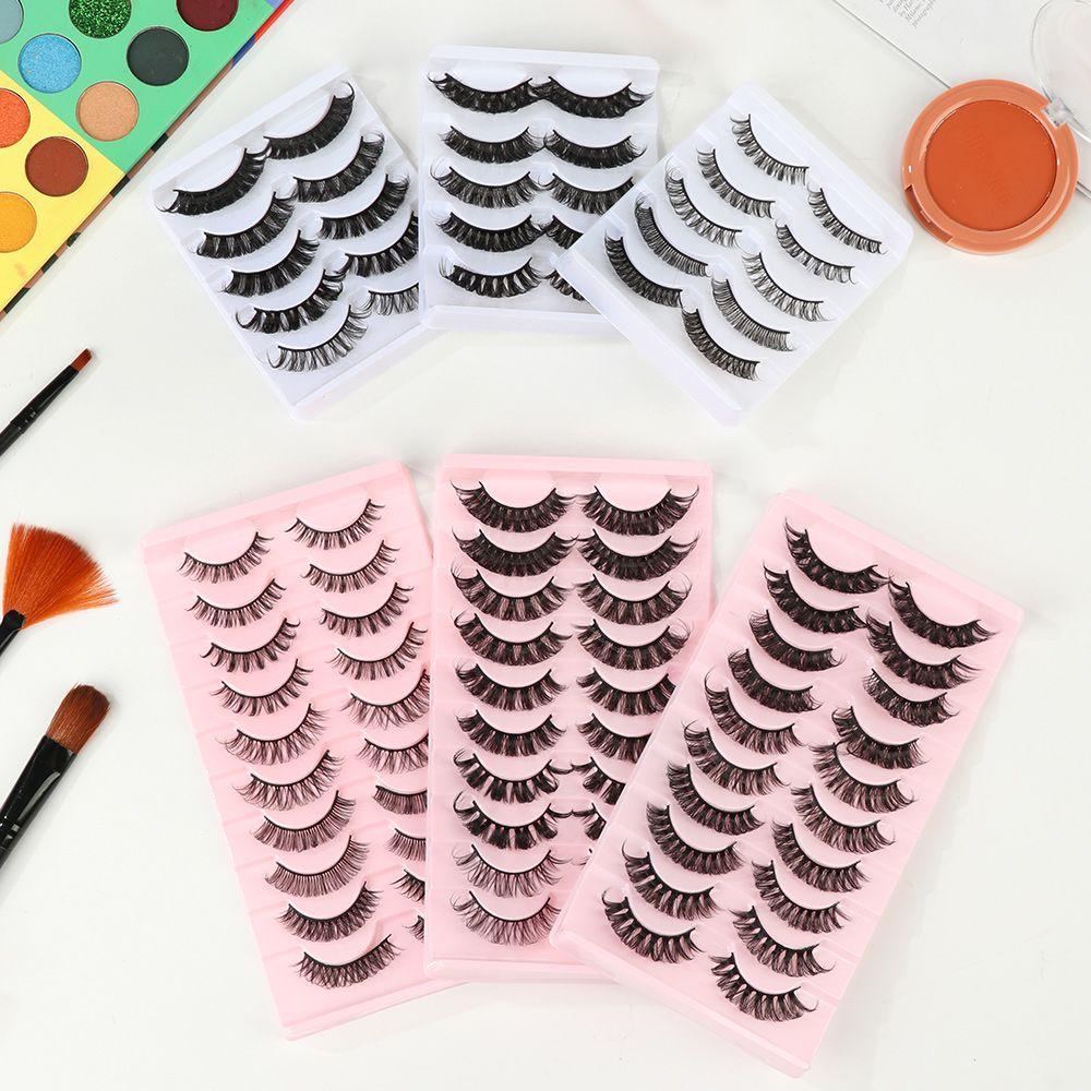 Set 5 / 10 Cặp Lông Mi Giả 3D Cong Dài Tự Nhiên Trang Điểm Mắt