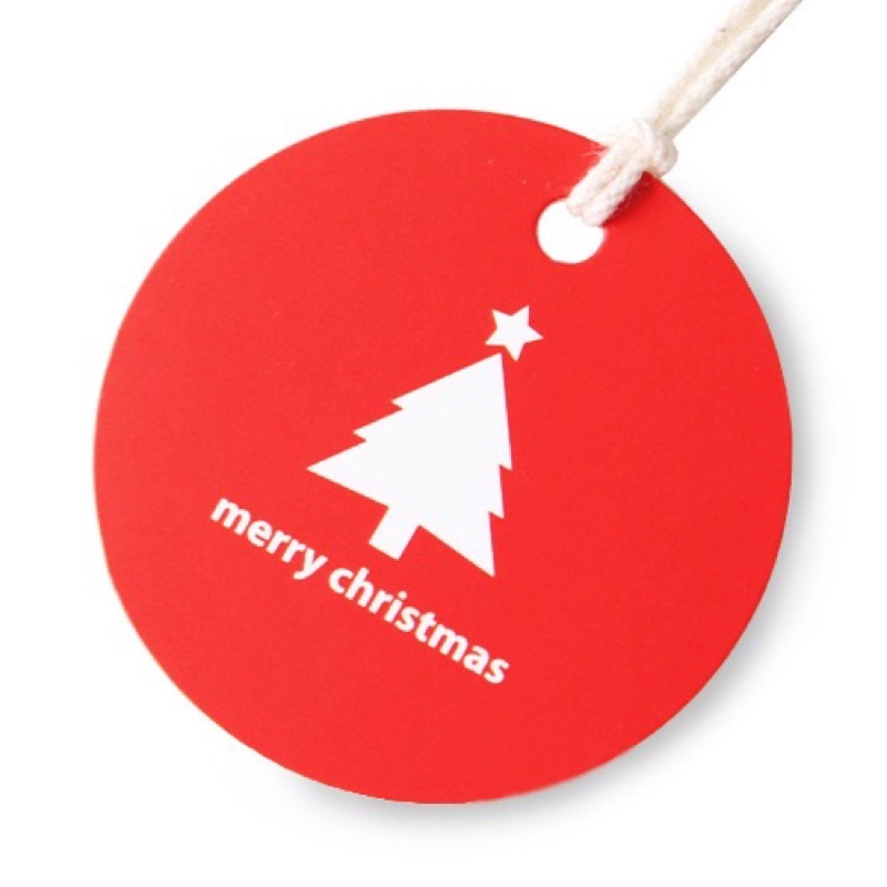 Set 10 tag có dây gắn túi bánh, hộp bánh trang trí hình cây thông Merry Christmas xanh/ đỏ