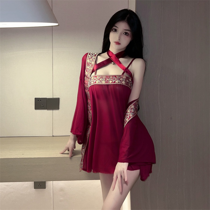 Váy ngủ + Áo choàng + chip ren trung hoa siêu sexy B236