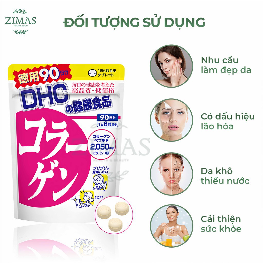 Viên uống Collagen DHC Nhật Bản làm đẹp da mặt chống lão hóa dưỡng ẩm da cấp nước căng bóng mịn màng gói 30 ngày