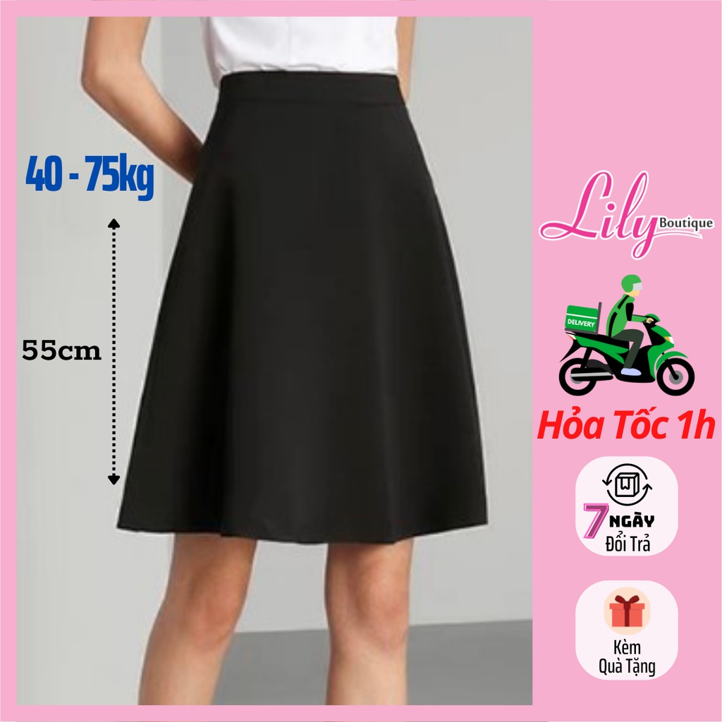 Chân Váy Xòe Ngang Gối 55cm LILY Chất Liệu Tuyết Mưa Cao Cấp Không Nhăn Kiểu Váy Công Sở BigSize từ 40-80kg MS-X55