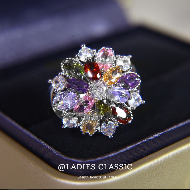 Bông Tai Mạ Bạc Đính Đá Zircon Nhiều Màu Sang Trọng Không Gây Dị Ứng Thời Trang Dự Tiệc