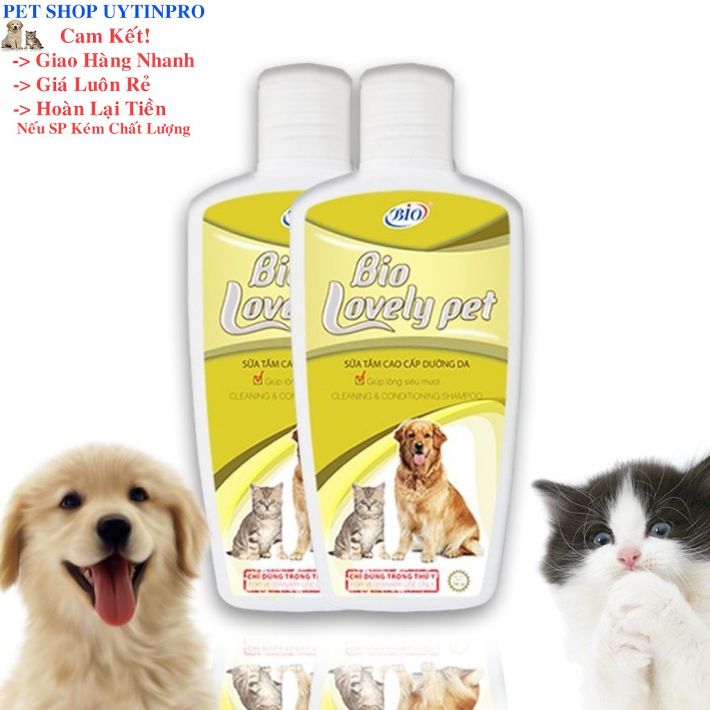 SỮA TẮM DƯỠNG LÔNG VÀ KHỬ MÙI HÔI CHO CHÓ MÈO THÚ CƯNG PET Bio lovely pet chai 200ml