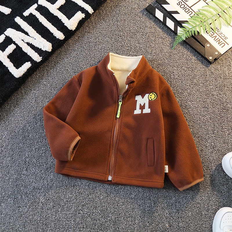 Áo Khoác Lông Cừu Tay Dài Thời Trang Thu Đông 2022 Dành Cho Bé Trai