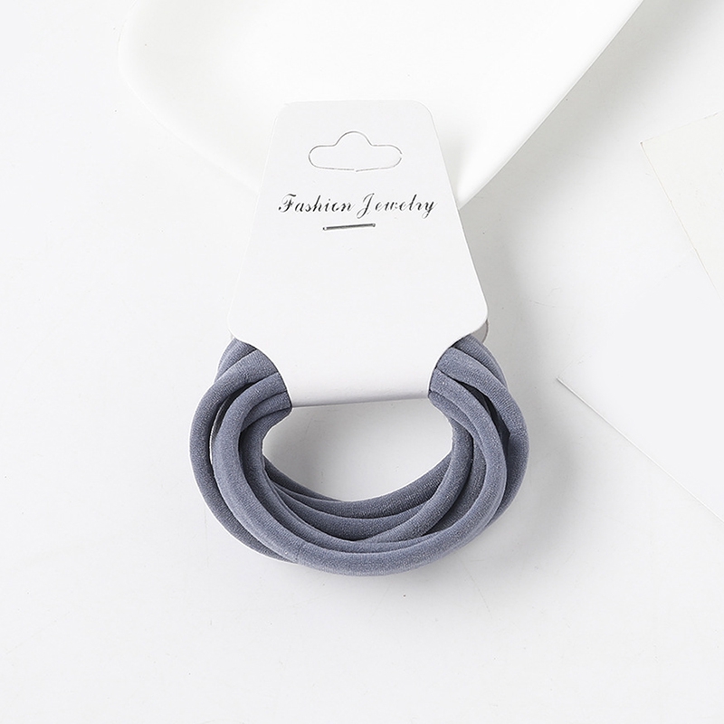 Set 6 Dây Buộc Tóc Co Giãn Màu Trơn Nhẹ Nhàng Phong Cách Đơn Giản