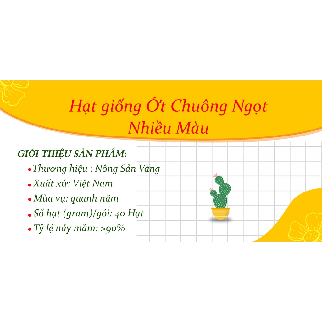 Hạt giống Ớt Chuông Ngọt Nhiều Màu ( Gói 40 hạt ) - Nông Sản Vàng